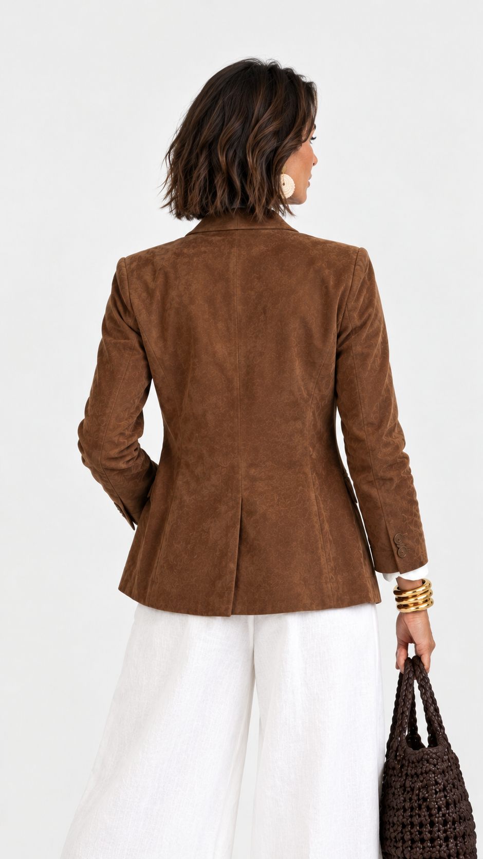 Inés | Blazer efecto ante texturizado con solapa clásica