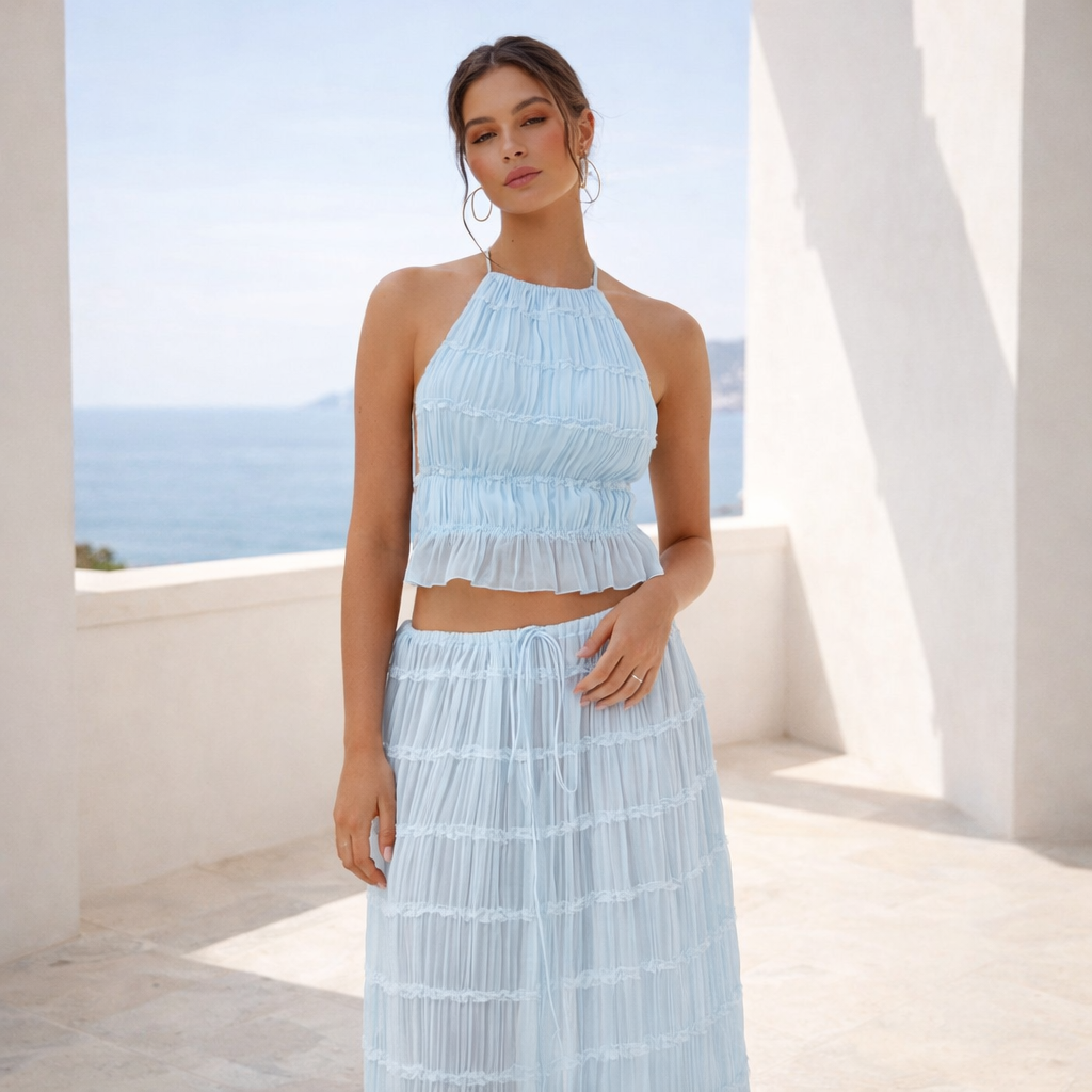 Conjunto Cielo | Falda Plisada