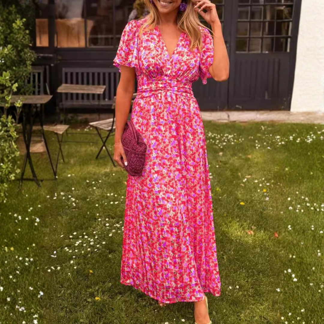 Elina - Floral con escote en V