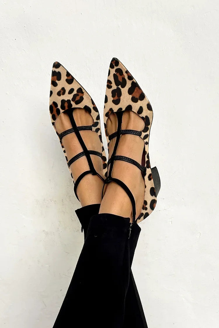Bridget - Tacones con estampado leopardo y tiras