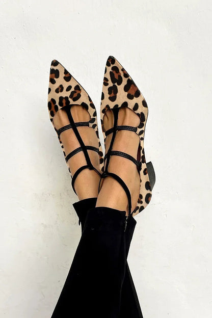 Bridget - Tacones con estampado leopardo y tiras
