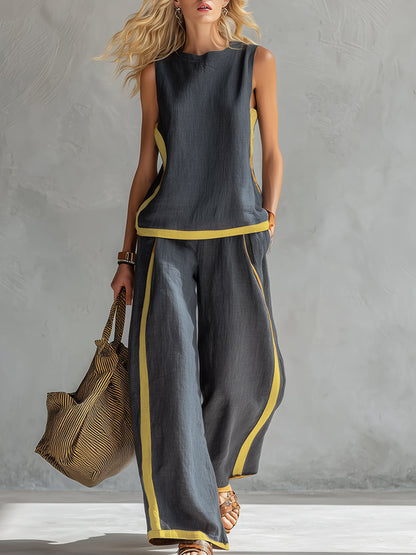 Leila | Conjunto elegante de algodón y lino