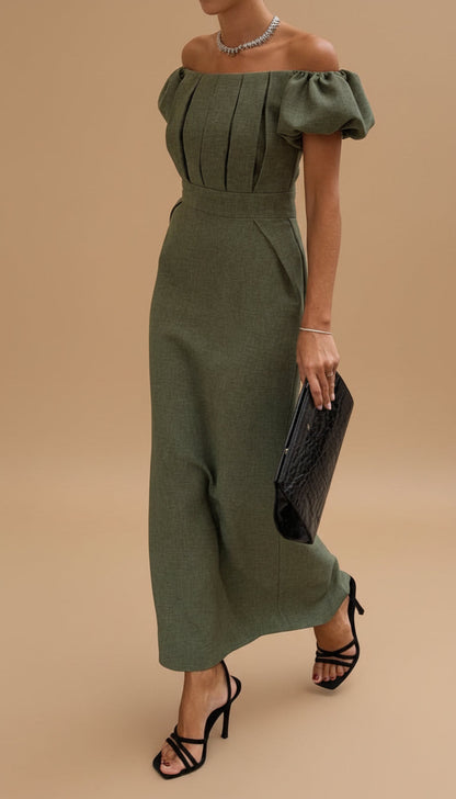 Vestido Escote Bardot | Cintura Definida