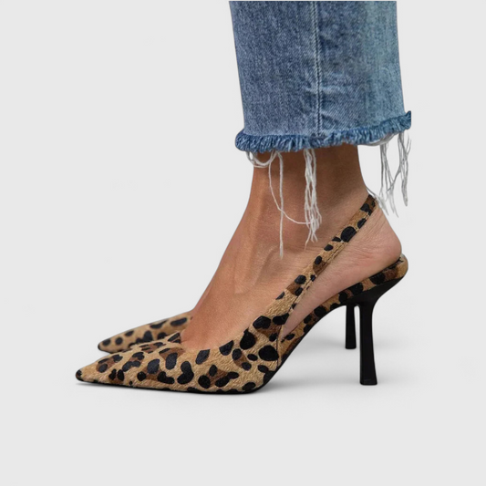 Isabella - Escarpines de punta fina con estampado leopardo