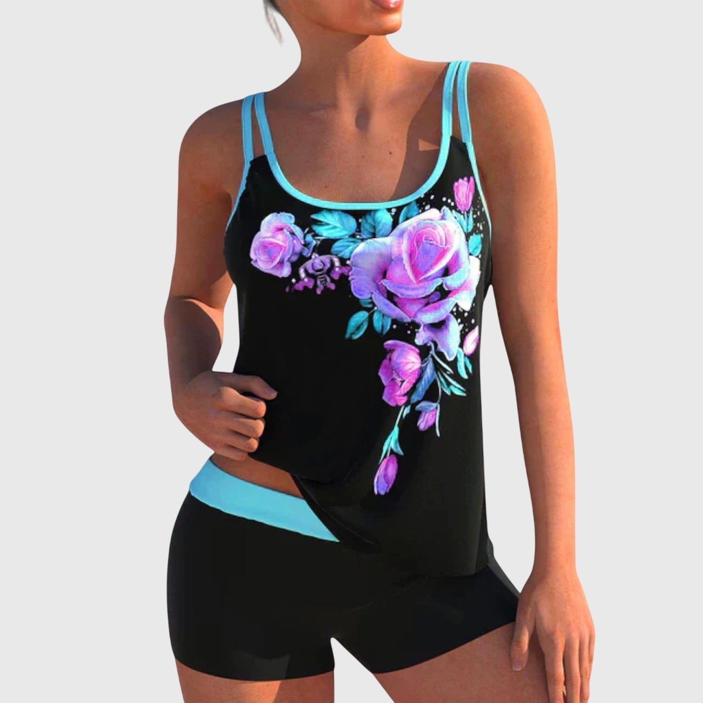 Tankini Flor | floral con short y efecto plano