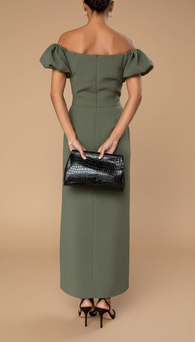 Vestido Escote Bardot | Cintura Definida