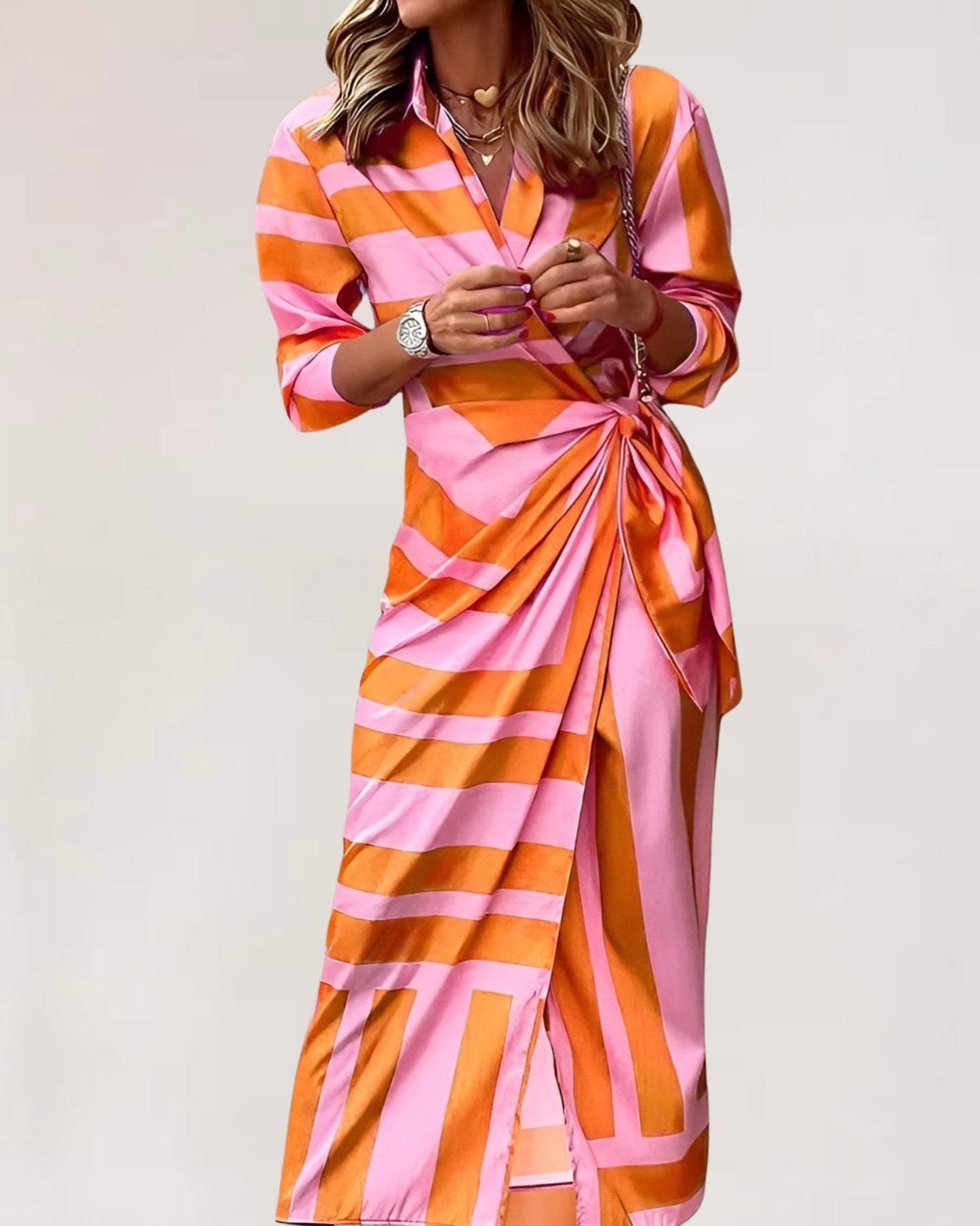 Eda - Vestido cruzado fluido con lazada lateral