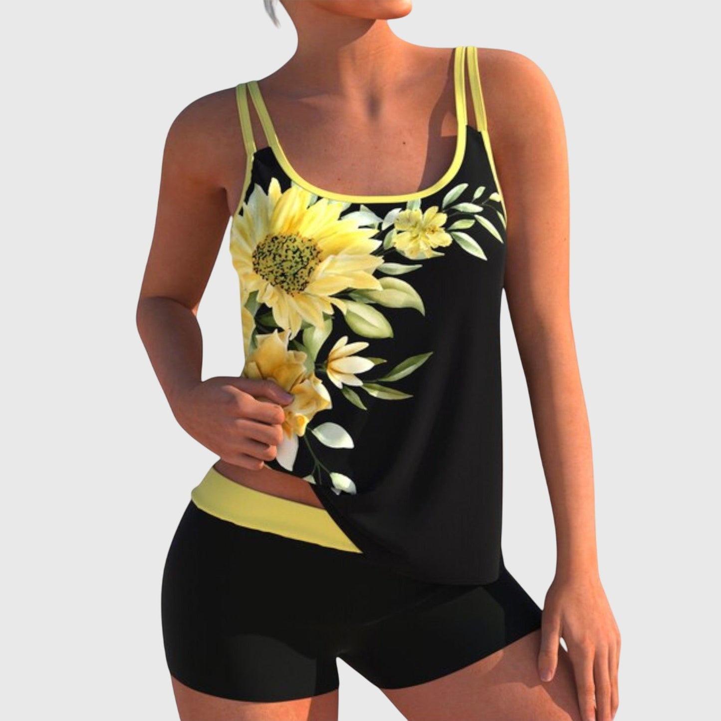 Tankini Flor | floral con short y efecto plano