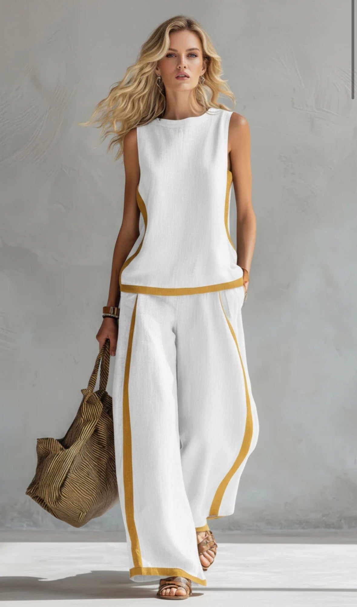 Leila | Conjunto elegante de algodón y lino