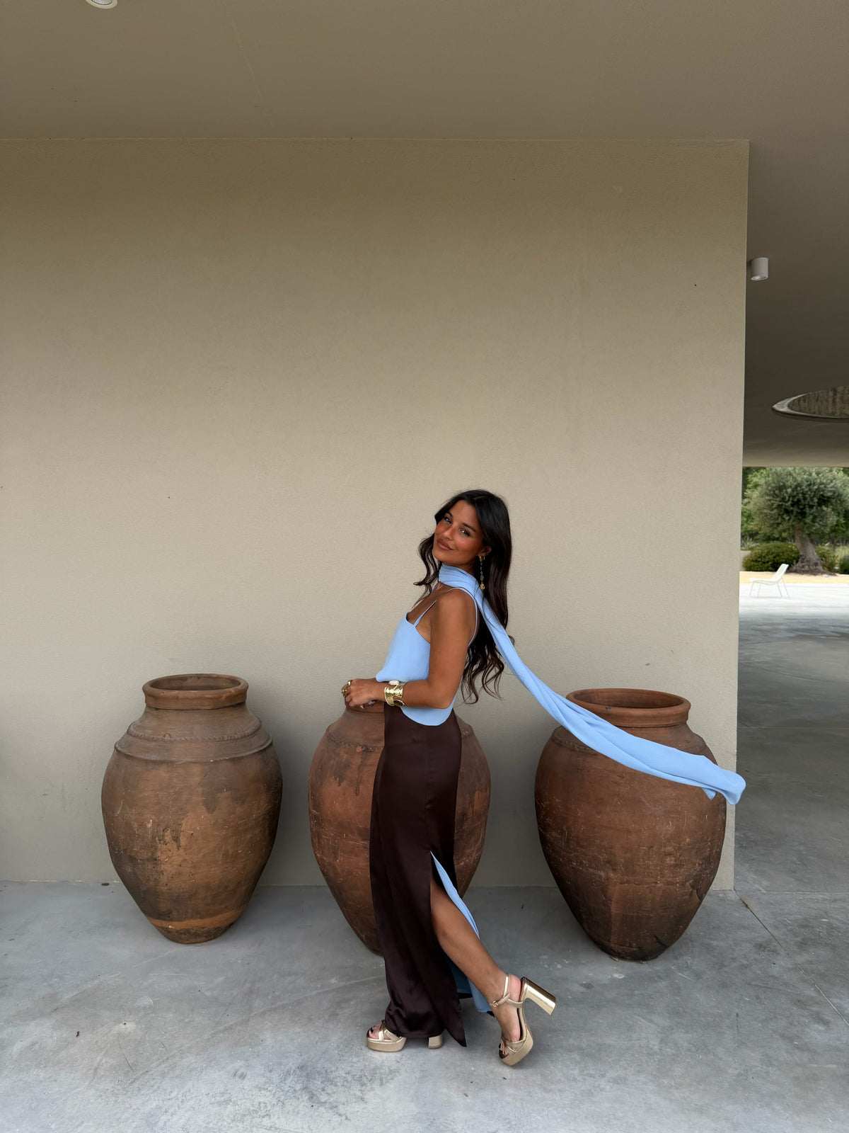Joanna Dress In Brown and Blue