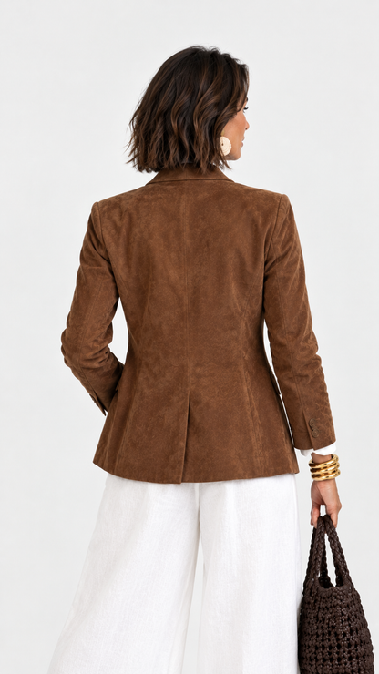 Inés | Blazer efecto ante texturizado con solapa clásica
