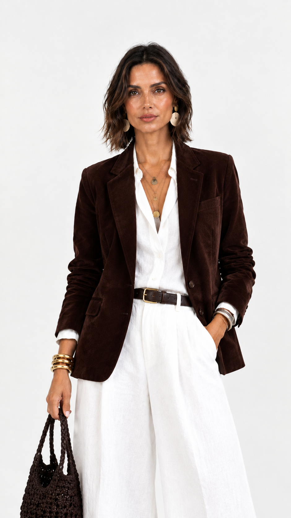 Inés | Blazer efecto ante texturizado con solapa clásica