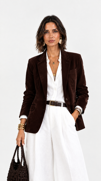Inés | Blazer efecto ante texturizado con solapa clásica