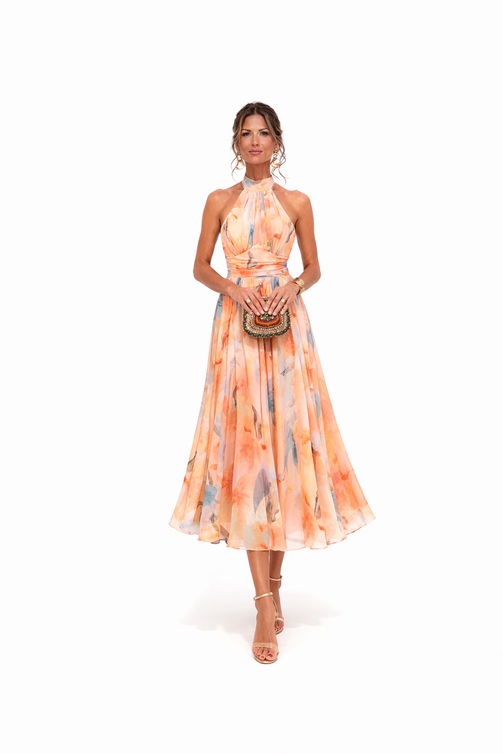 Vestido Largo Halter | Estampado Artístico