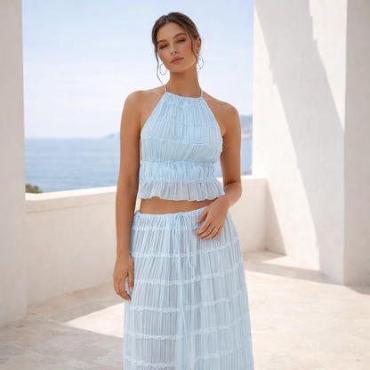 Conjunto Cielo | Falda Plisada