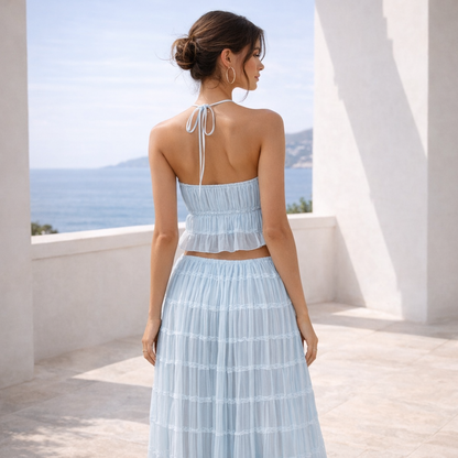 Conjunto Cielo | Falda Plisada
