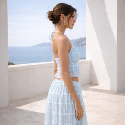 Conjunto Cielo | Falda Plisada