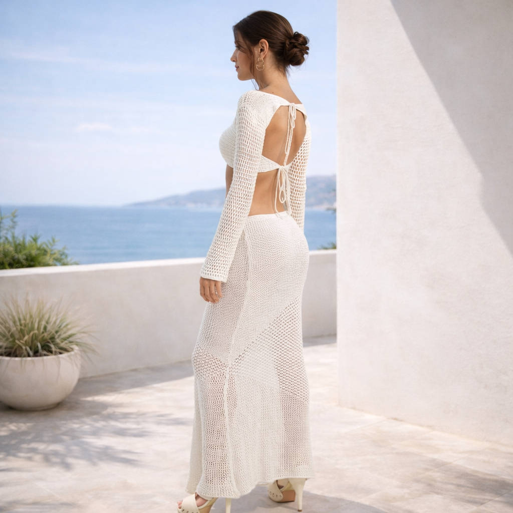 Conjunto de Punto | Top Cropped y Falda Larga