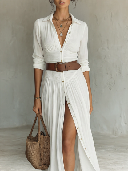 Vestido Maxi Plisado | Algodón & Lino