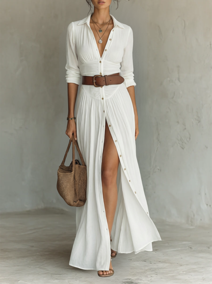 Vestido Maxi Plisado | Algodón & Lino