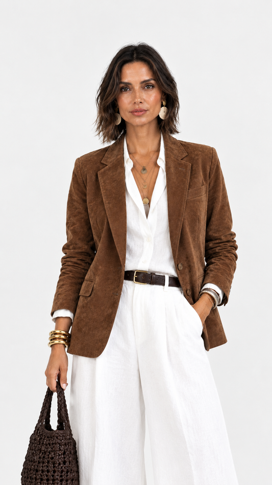 Inés | Blazer efecto ante texturizado con solapa clásica