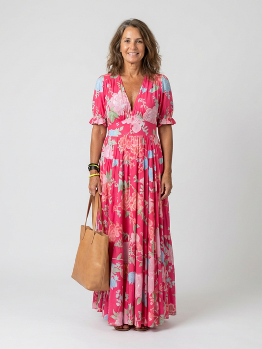 Leonor - Vestido Maxi Floral con Escote en V