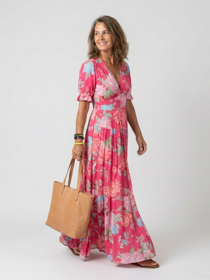 Leonor - Vestido Maxi Floral con Escote en V