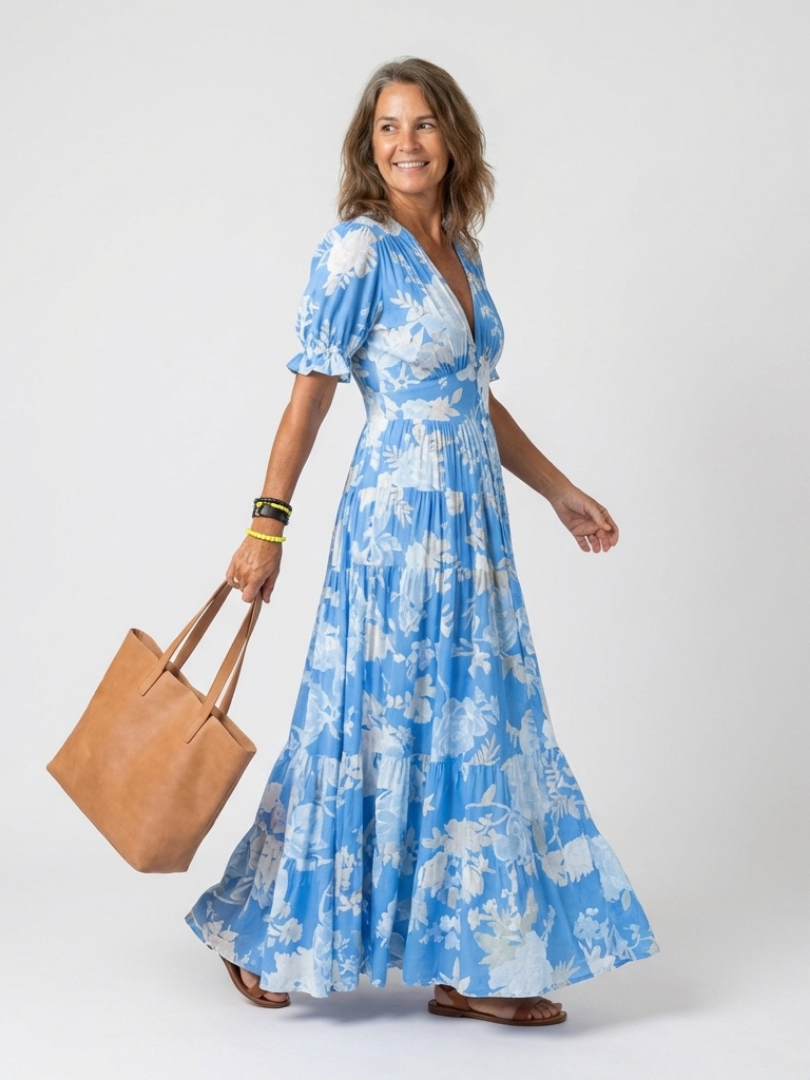 Leonor - Vestido Maxi Floral con Escote en V