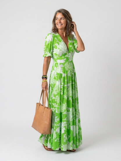 Leonor - Vestido Maxi Floral con Escote en V