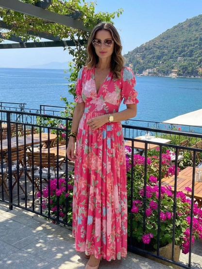 Leonor - Vestido Maxi Floral con Escote en V