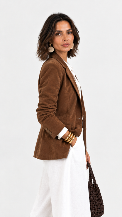 Inés | Blazer efecto ante texturizado con solapa clásica