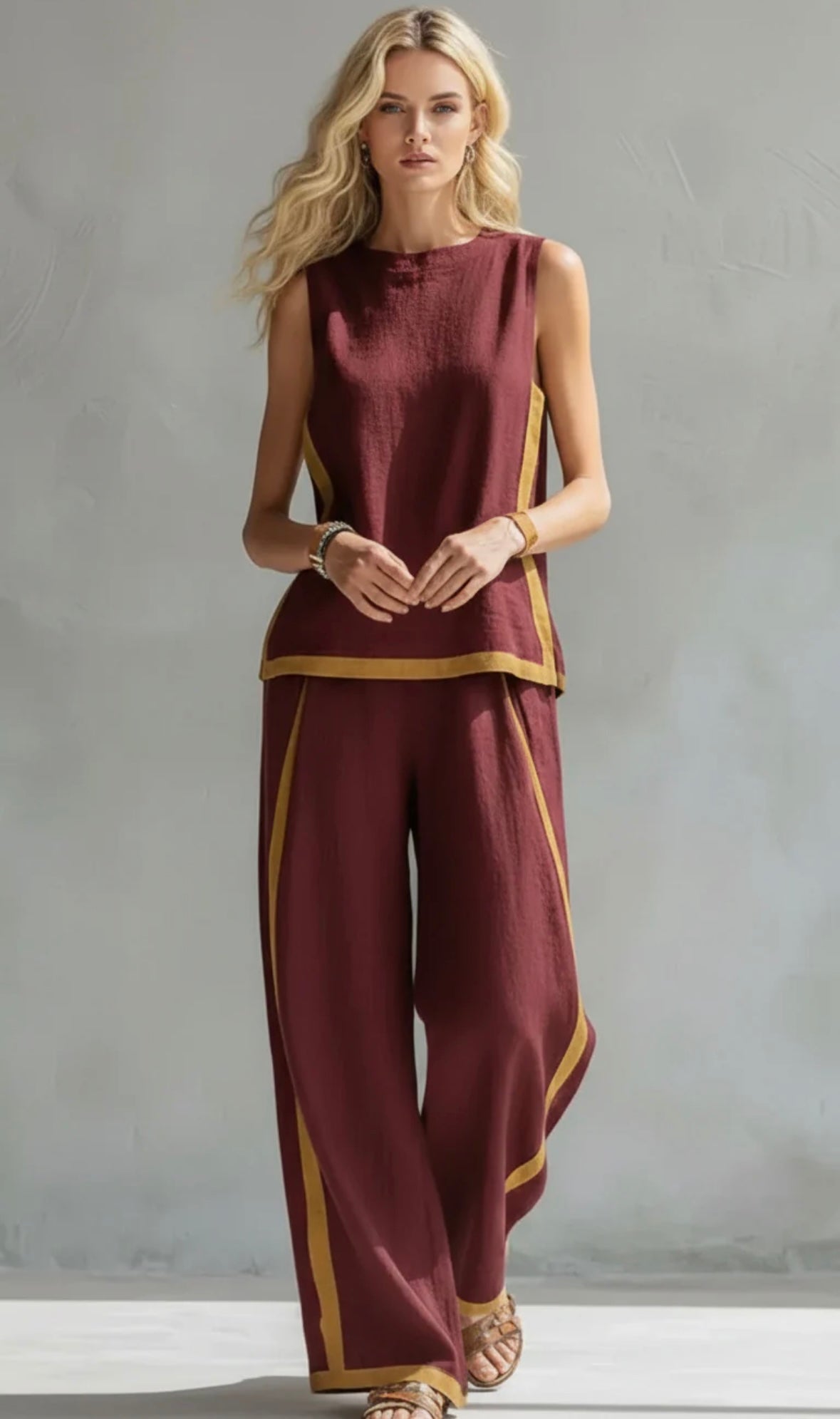 Leila | Conjunto elegante de algodón y lino