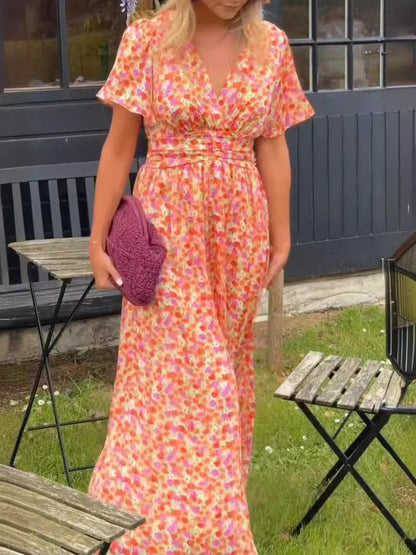 Elina - Floral con escote en V