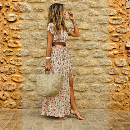 Justina - Vestido fluido bohemio con cinturón