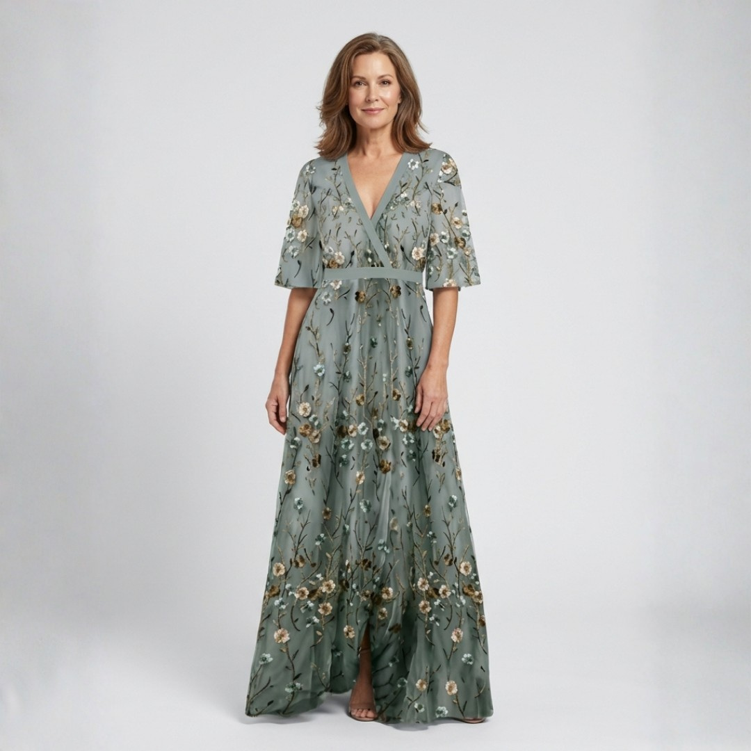 Eloísa - Vestido floral mangas semitransparentes