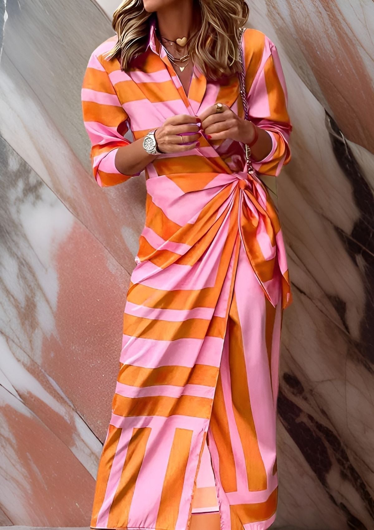 Eda - Vestido cruzado fluido con lazada lateral