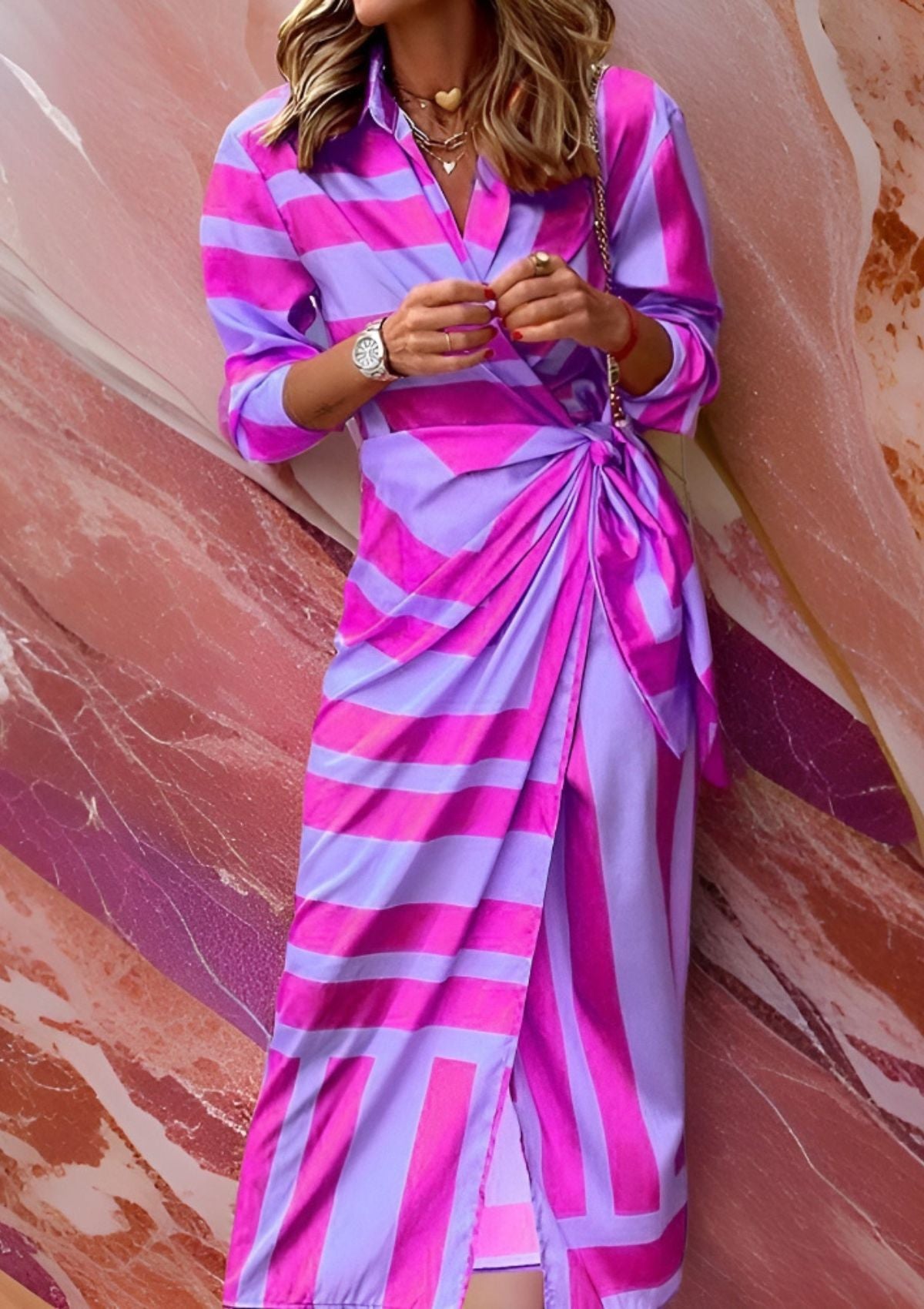 Eda - Vestido cruzado fluido con lazada lateral