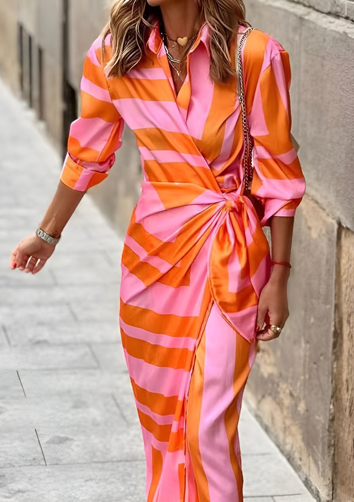 Eda - Vestido cruzado fluido con lazada lateral