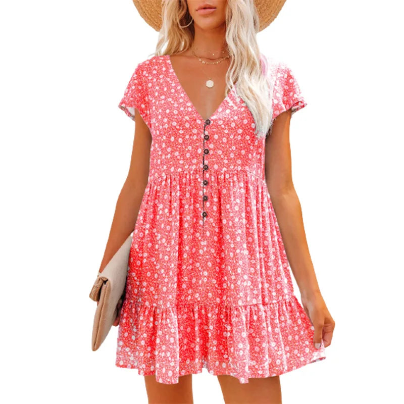 Vestido Corto | Vuelo y Escote en V