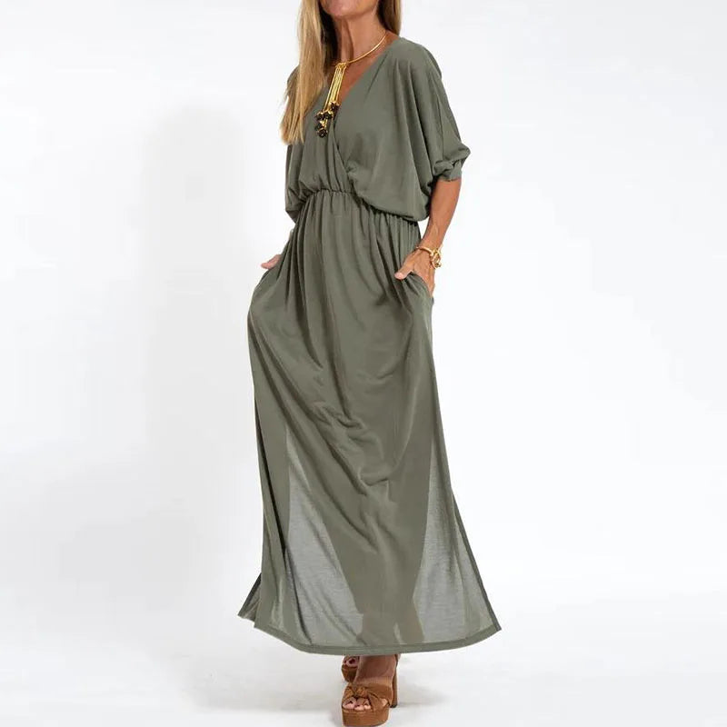Vestido Largo Relajado | Escote en V