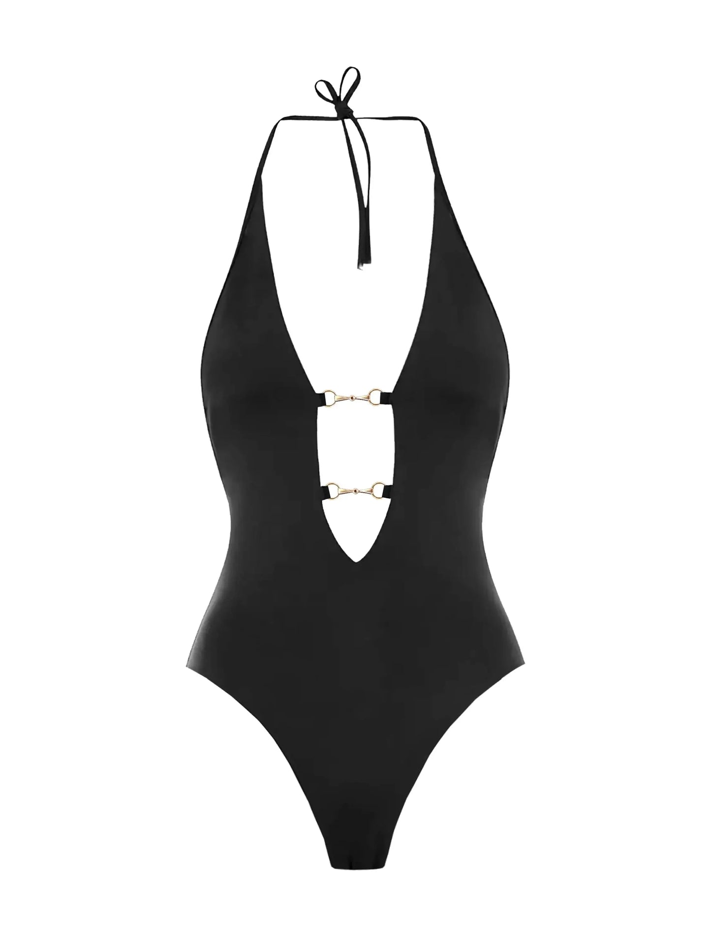 Deep V Cut Out One Piece Swimwear Women Halter Monokini Swimsuit Sexy Slimming Resort Wear Bathing Suit Bodysuit Summer
