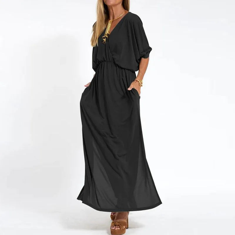 Vestido Largo Relajado | Escote en V