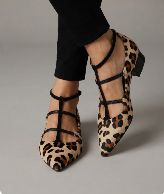 Bridget - Tacones con estampado leopardo y tiras