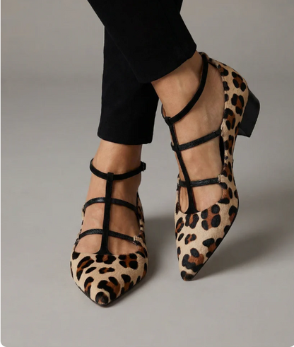 Bridget - Tacones con estampado leopardo y tiras