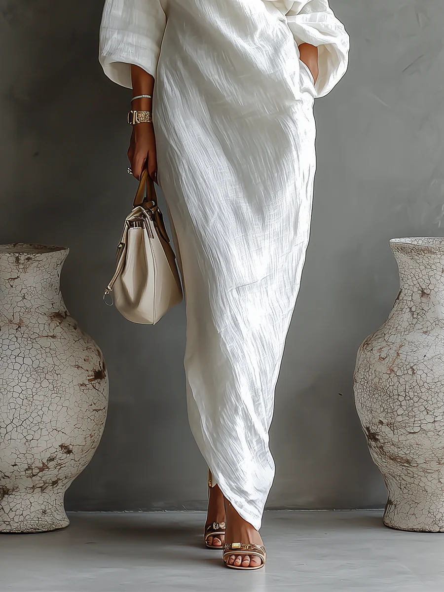 Marina | Vestido un hombro blanco marfil