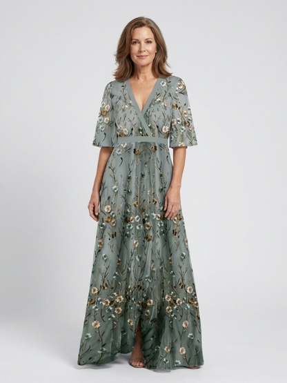 Eloísa - Vestido floral mangas semitransparentes