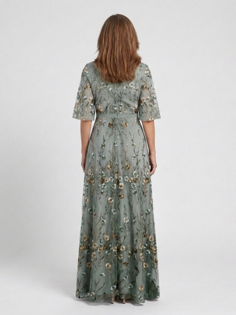 Eloísa - Vestido floral mangas semitransparentes