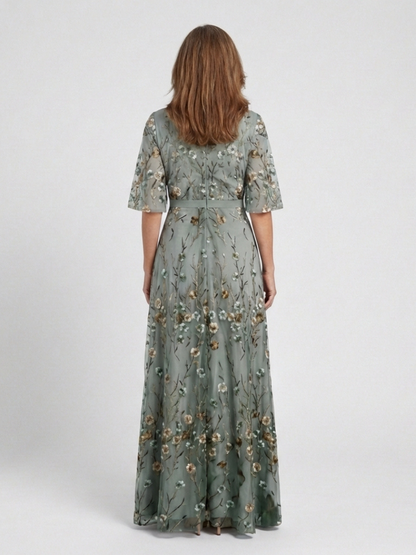 Eloísa - Vestido floral mangas semitransparentes