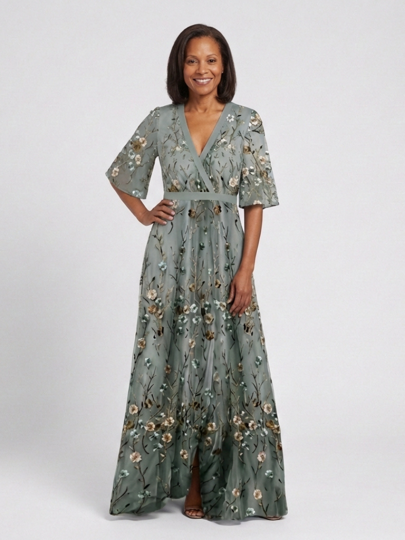 Eloísa - Vestido floral mangas semitransparentes