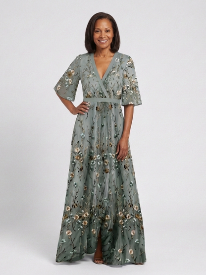 Eloísa - Vestido floral mangas semitransparentes